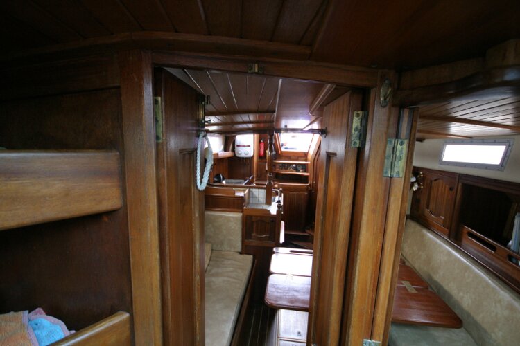 Bruce Roberts 34 Sailing Yachtfor sale Aft Cabin Doorway, Looking aft. - Closes for privacy.