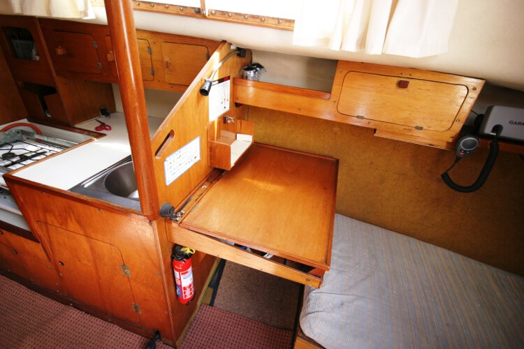 Colvic 26for sale The chart table - This is on the starboard side of the saloon with the galley further forward