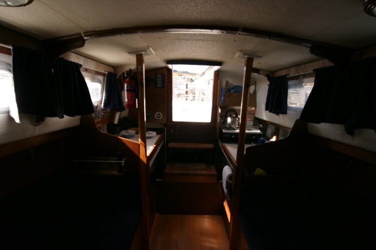Colvic Springtide 25for sale Looking aft to saloon - from the forward cabin entrance