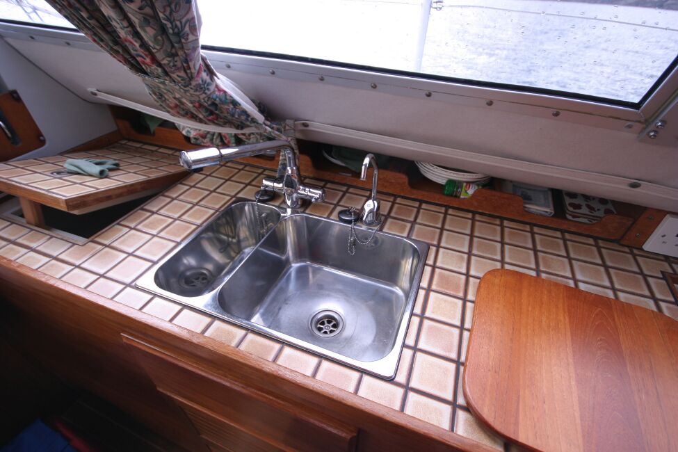 Westerly Riviera 35 MkIIfor sale Galley on Starboard Side - Sink cover removed