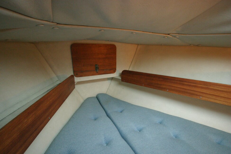 Westerly Corsair Mk 1for sale Forward Cabin - Good storage shelves. Access hatch to chain locker.