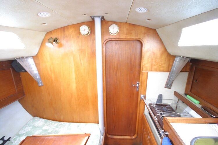 Colvic UFO 27for sale Saloon Looking forward. - With Forward Cabin Door Closed