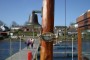 Wooden Classic 46' Gentleman's Motor Yacht Forward mast with ships bell.